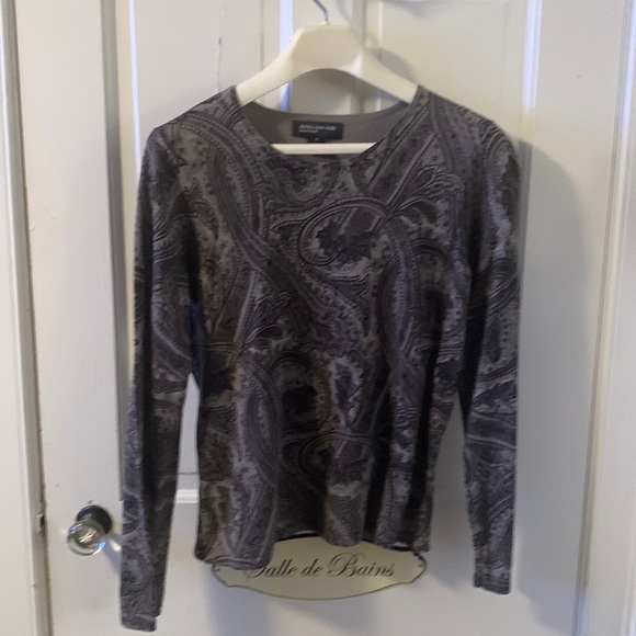 Sweaters - Jones NewYork gray/black paisley sweater